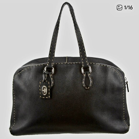 FENDI Selleria Black Leather Tote Bag - Picture 4 of 14